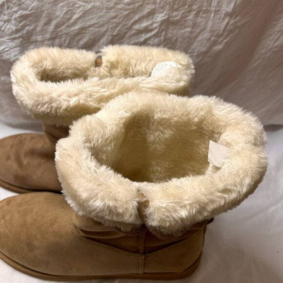 NEW WOMEN'S OLD NAVY CHESNUT FASHION ZIP BOOTS SIZE 9 FAUX FUR - Picture 3 of 5